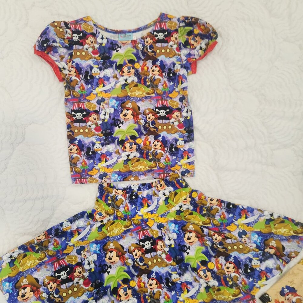 Custom Disney Pirate 2pc skater skirt set NWOT sz Youth 14 (Fits 12/14)